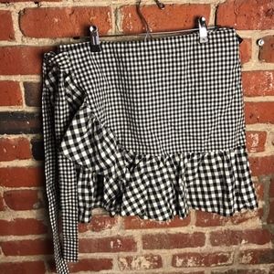 Topshop Gingham Wrap Mini Skirt